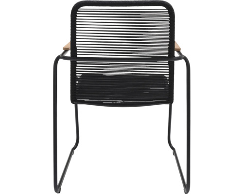 Fauteuil de jardin avec piètement luge, accoudoirs et revêtement en corde