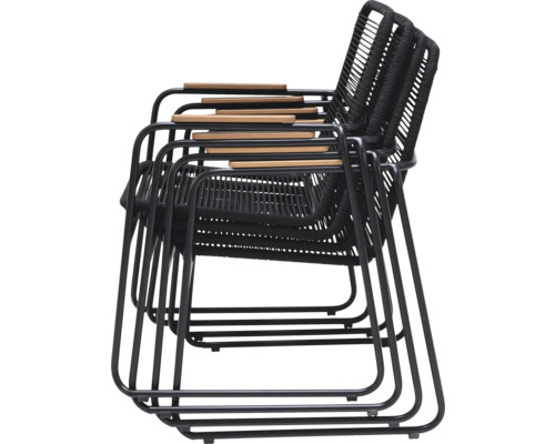 Chaises empilables avec accoudoirs en bois et cadre en métal