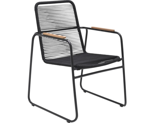 Fauteuil de jardin noir avec accoudoirs en bois