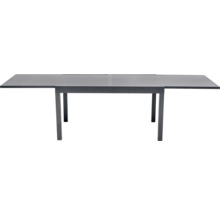 Table de jardin extensible avec structure en métal et plateau en verre