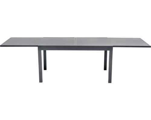 Table de jardin extensible avec structure en métal et plateau en verre