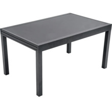Table de jardin rectangulaire avec plateau en verre et cadre