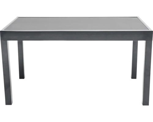 Table de salle à manger avec plateau en verre et cadre en métal