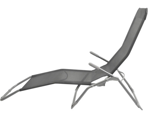 Chaise longue de jardin grise avec dossier réglable