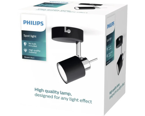 Spot Philips Meranti dans un emballage noir, sans ampoule