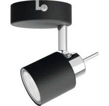 Spot de plafond noir avec tête réglable.