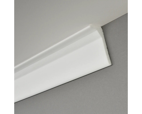 Réglette lumineuse Selma, 1 x 2 m, 33 x 69 mm Corniche décorative blanche sur le plafond et le mur