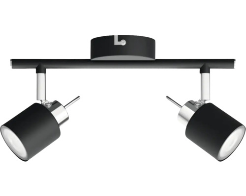 Spot de plafond 2 ampoules L 27,4 cm noir Rail de plafond avec deux spots pour l''éclairage