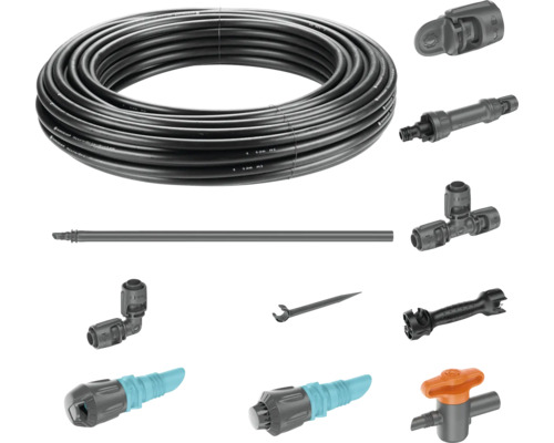 Système goutte-à-goutte Gardena avec tuyau et accessoires pour l''arrosage du jardin