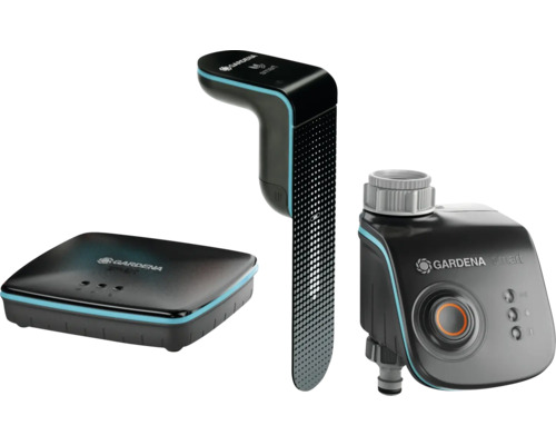 Gardena Smart System composé d''un capteur, d''une passerelle et d''une commande