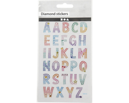 Diamant-Sticker selbstklebend, Alphabet, 10x16 m Alphabet Aufkleber mit Strasssteinen