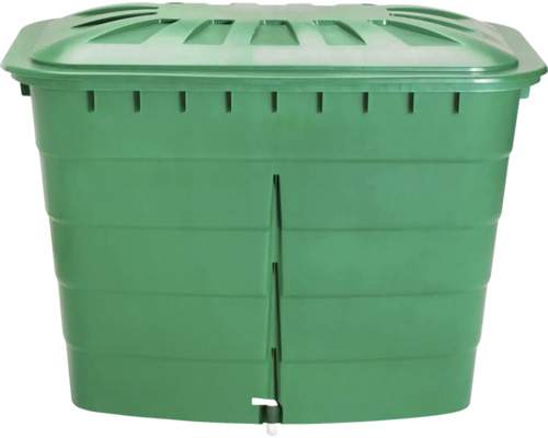 Récupérateur d'eau de pluie GARANTIA carré avec couvercle et robinet de cuve 520 l vert