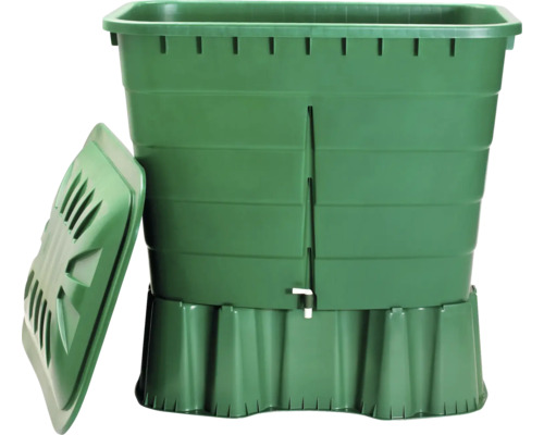 Komposter aus Kunststoff mit Deckel und Wasserhahn