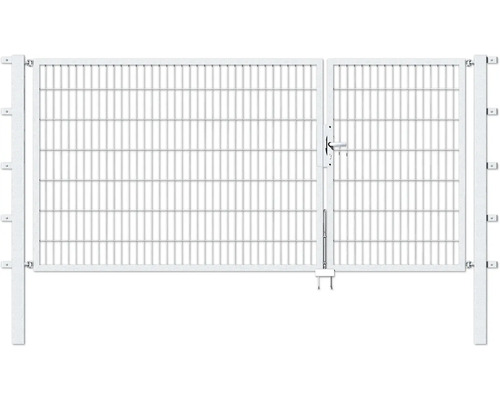 Portail double ALBERTS Flexo 100+200 x 140 cm 6/5/6 cadre 40x40 avec poteau 8 x 8 cm galvanisé à chaud