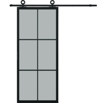 Porte coulissante avec inserts en verre et système de porte coulissante