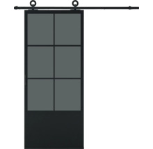 Porte coulissante avec panneaux de verre et ferrures