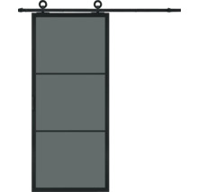 Porte coulissante avec encadrement métallique et système de porte coulissante