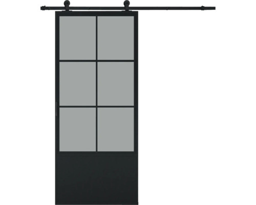 Porte coulissante avec insert en verre et kit de ferrures