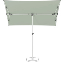 Parasol rectangulaire avec structure blanche et socle
