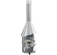 Cheminée de barbecue argentée avec grille et conduit de fumée