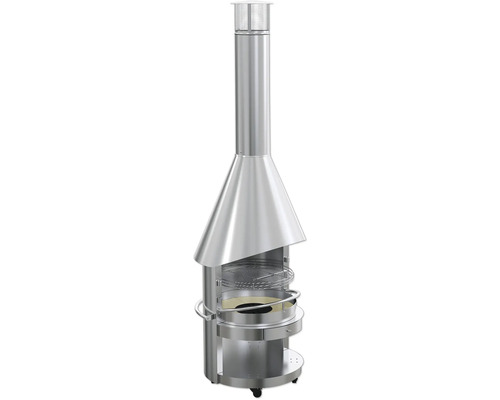 Cheminée de barbecue argentée avec grille et conduit de fumée