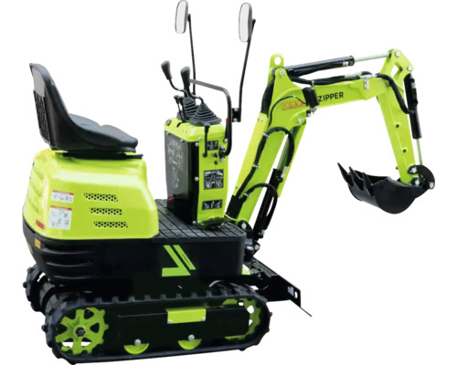 Mini-excavatrice avec godet et châssis à chenilles