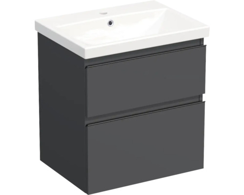 Vasque céramique avec meuble bas Jungborn TRENTA lxhxp 60x65x45 cm anthracite mat - poignée noire