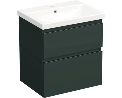 Vasque céramique avec meuble bas Jungborn TRENTA lxhxp 60x65x45 cm vert salvia mat - poignée noire