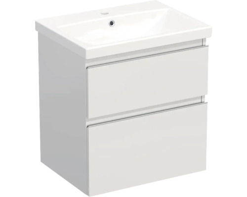 Jungborn TRENTA Waschbecken mit Unterschrank BxHxT 60x65x45 cm Frontfarbe weiss glänzend - Griffleiste chrom matt