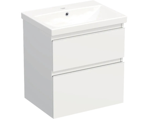 Vasque céramique avec meuble bas Jungborn TRENTA lxhxp 60x65x45 cm blanc mat - poignée blanche