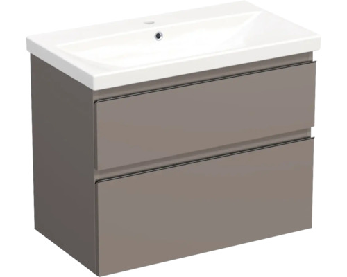 Vasque céramique avec meuble bas Jungborn TRENTA lxhxp 80x65x45 cm basalto brillant - poignée noire