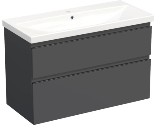 Vasque céramique avec meuble bas Jungborn TRENTA lxhxp 100x65x45 cm anthracite mat - poignée noire
