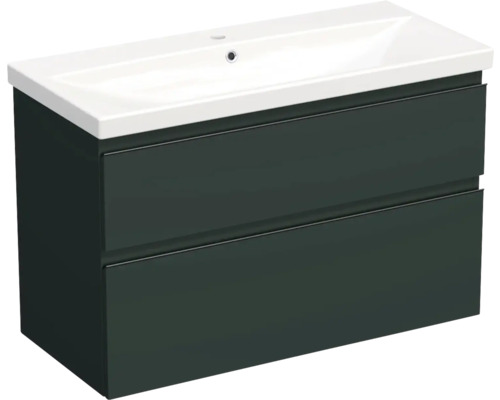 Vasque céramique avec meuble bas Jungborn TRENTA lxhxp 100x65x45 cm vert salvia mat - poignée noire