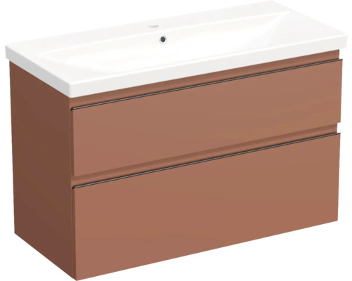 Vasque céramique avec meuble bas Jungborn TRENTA lxhxp 100x65x45 cm cotto mat - poignée noire