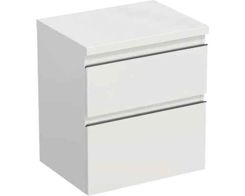 Meuble sous-vasque Jungborn TRENTA lxhxp 56.7x64.6x44.5 cm blanc brillant - poignée noire