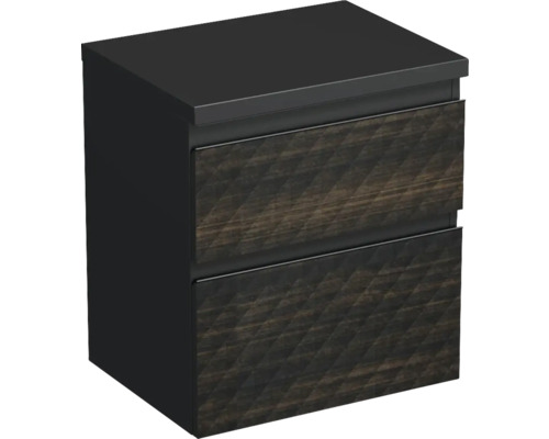 Waschtischunterschrank Jungborn TRENTA BxHxT 56.7x64.6x44.5 cm 3D-Pyramiden-Struktur schwarzbraun - Griff schwarz Waschtischunterschrank Jungborn TRENTA BxHxT 56.7x64.6x44.5 cm 3D-Pyramiden-Struktur schwarzbraun - Griff schwarz