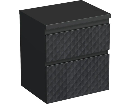 Meuble sous-vasque Jungborn TRENTA lxhxp 56.7x64.6x44.5 cm structure pyramide 3D noir - poignée noire