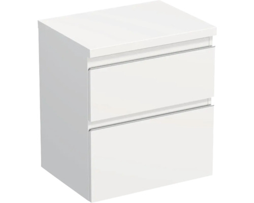 Waschtischunterschrank Jungborn TRENTA BxHxT 56.7x64.6x44.5 cm weiss matt - Griff silber