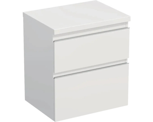 Meuble sous-vasque Jungborn TRENTA lxhxp 56.7x64.6x44.5 cm blanc brillant - poignée argent