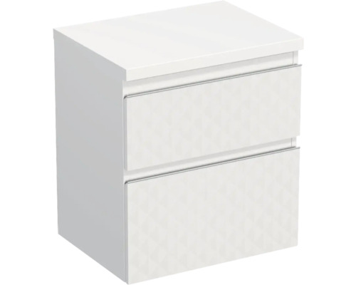 Waschtischunterschrank Jungborn TRENTA BxHxT 56.7x64.6x44.5 cm 3D-Pyramiden-Struktur weiss - Griff silber Waschtischunterschrank Jungborn TRENTA BxHxT 56.7x64.6x44.5 cm 3D-Pyramiden-Struktur weiss - Griff silber