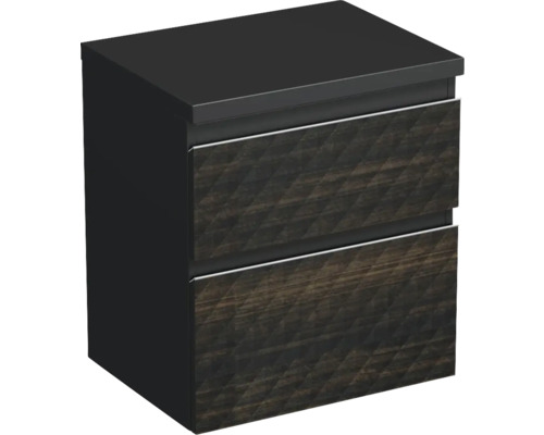 Waschtischunterschrank Jungborn TRENTA BxHxT 56.7x64.6x44.5 cm 3D-Pyramiden-Struktur schwarzbraun - Griff silber Waschtischunterschrank Jungborn TRENTA BxHxT 56.7x64.6x44.5 cm 3D-Pyramiden-Struktur schwarzbraun - Griff silber