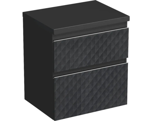 Waschtischunterschrank Jungborn TRENTA BxHxT 56.7x64.6x44.5 cm 3D-Pyramiden-Struktur schwarz - Griff silber Waschtischunterschrank Jungborn TRENTA BxHxT 56.7x64.6x44.5 cm 3D-Pyramiden-Struktur schwarz - Griff silber