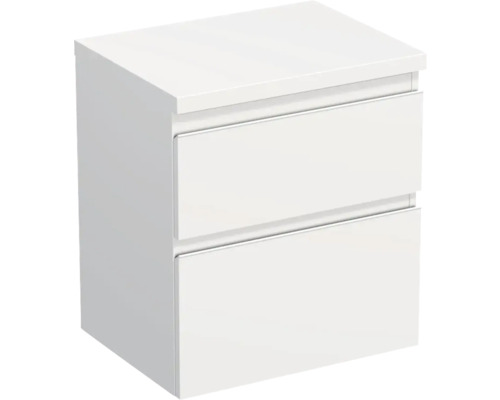 Meuble sous-vasque Jungborn TRENTA lxhxp 56.7x64.6x44.5 cm blanc mat - poignée blanche