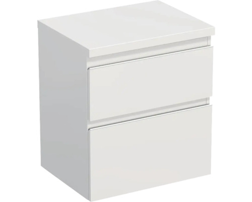 Meuble sous-vasque Jungborn TRENTA lxhxp 56.7x64.6x44.5 cm blanc brillant - poignée blanche