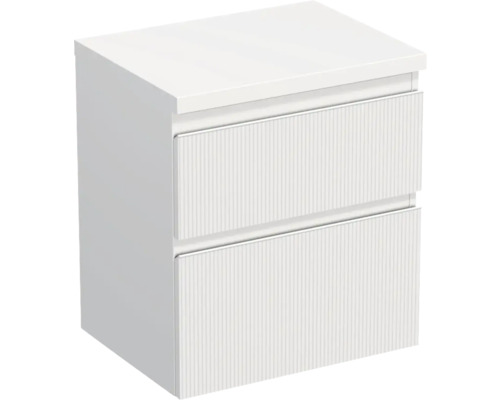 Waschtischunterschrank Jungborn TRENTA BxHxT 56.7x64.6x44.5 cm 3D-Streifen-Struktur weiss - Griff weiss Waschtischunterschrank Jungborn TRENTA BxHxT 56.7x64.6x44.5 cm 3D-Streifen-Struktur weiss - Griff weiss