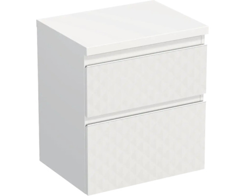 Meuble sous-vasque Jungborn TRENTA lxhxp 56.7x64.6x44.5 cm structure pyramide 3D blanc - poignée blanche Meuble sous-vasque Jungborn TRENTA lxhxp 56.7x64.6x44.5 cm structure pyramide 3D blanc - poignée blanche