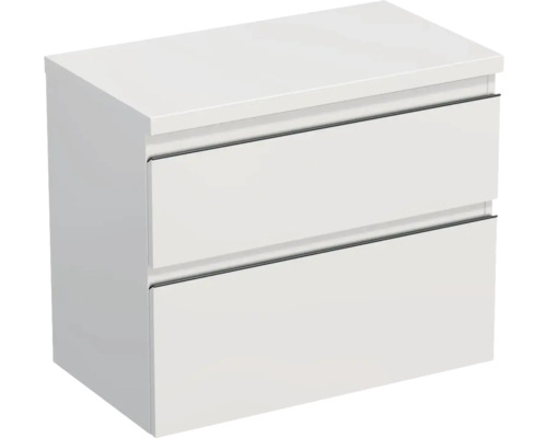 Meuble sous-vasque Jungborn TRENTA lxhxp 76.7x64.6x44.5 cm blanc brillant - poignée noire