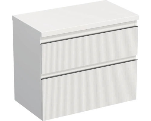Waschtischunterschrank Jungborn TRENTA BxHxT 76.7x64.6x44.5 cm 3D-Streifen-Struktur weiss - Griff schwarz Waschtischunterschrank Jungborn TRENTA BxHxT 76.7x64.6x44.5 cm 3D-Streifen-Struktur weiss - Griff schwarz