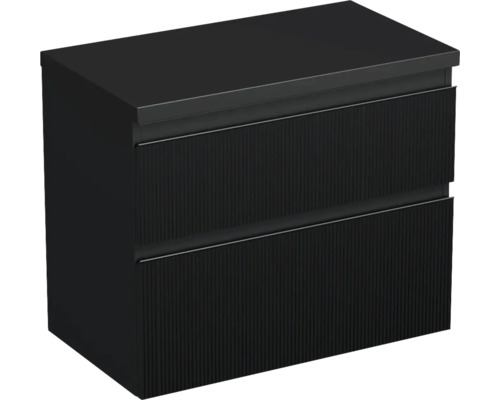 Waschtischunterschrank Jungborn TRENTA BxHxT 76.7x64.6x44.5 cm 3D-Streifen-Struktur schwarz - Griff schwarz Waschtischunterschrank Jungborn TRENTA BxHxT 76.7x64.6x44.5 cm 3D-Streifen-Struktur schwarz - Griff schwarz