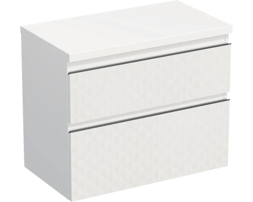 Waschtischunterschrank Jungborn TRENTA BxHxT 76.7x64.6x44.5 cm 3D-Pyramiden-Struktur weiss - Griff schwarz Waschtischunterschrank Jungborn TRENTA BxHxT 76.7x64.6x44.5 cm 3D-Pyramiden-Struktur weiss - Griff schwarz
